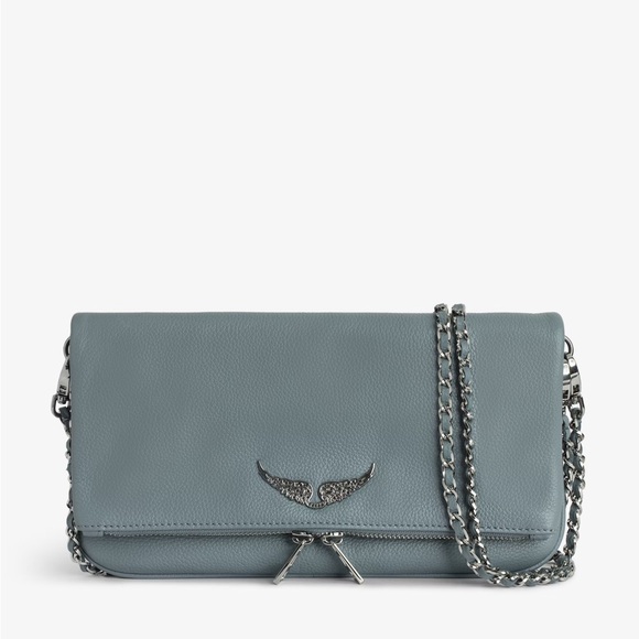 Zadid & Voltaire Rock Leather Chain Strap Light Blue Women's Bag small - Picture 1 of 16